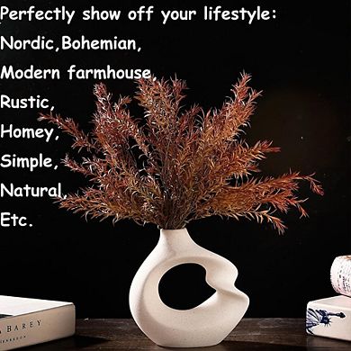 Ceramic Vase Set of 2, Modern White Decorative Flower Vases for Home