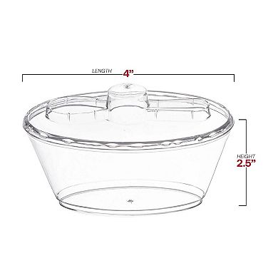 4oz Oval Plastic Mini Cup w/ Lid and Spoon - 288 pcs