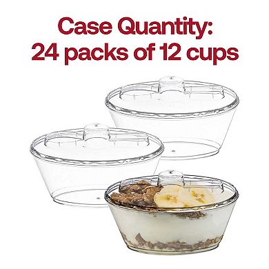 4oz Oval Plastic Mini Cup w/ Lid and Spoon - 288 pcs
