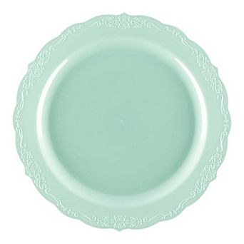 10" Vintage Rim Round Disposable Plastic Dinner Plates - 120 pc
