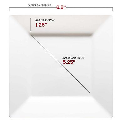 6.5" Square Disposable Plastic Salad Plates - 120 pcs