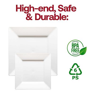 6.5" Square Disposable Plastic Salad Plates - 120 pcs