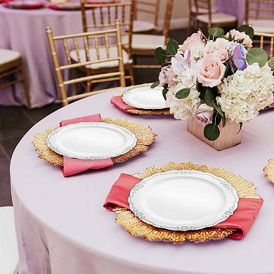 10" Vintage Rim Round Disposable Plastic Dinner Plates - 120 pcs