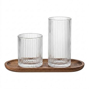 Ribbed Glassware Set, Tumblers for Water, Cocktails & Mixed Drinks