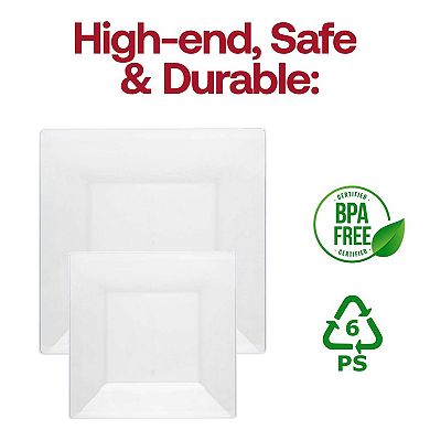 10.75" Square Plastic Dinner Plates - 120 pcs