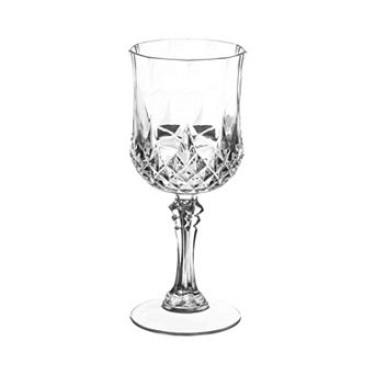 8 oz. Crystal Cut Plastic Wine Glasses - 48 pc