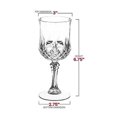 8 oz. Crystal Cut Plastic Wine Glasses - 48 pcs