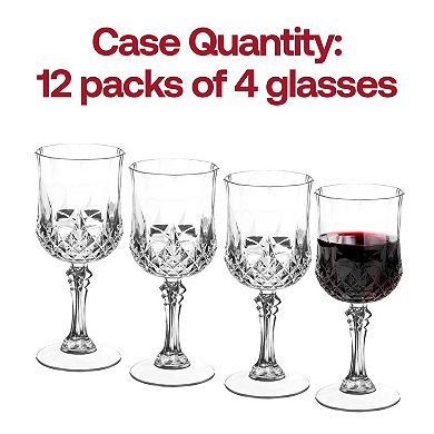 8 oz. Crystal Cut Plastic Wine Glasses - 48 pcs