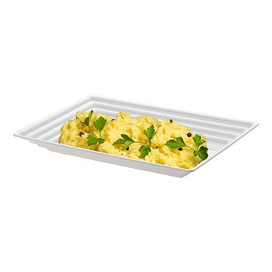 9" x 13" White Rectangular Disposable Plastic Serving Trays - 24 pcs