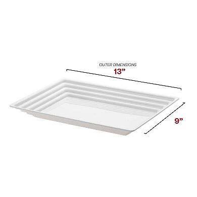 9" x 13" White Rectangular Disposable Plastic Serving Trays - 24 pcs