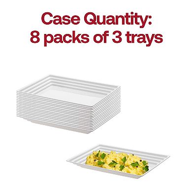 9" x 13" White Rectangular Disposable Plastic Serving Trays - 24 pcs