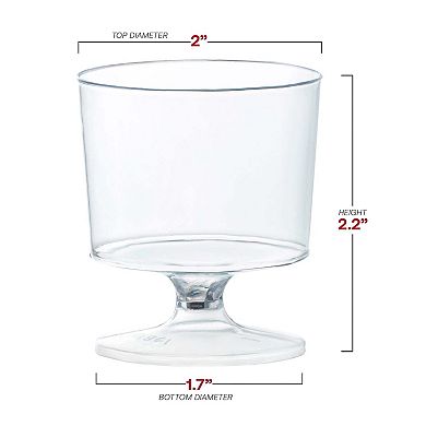 2 oz. Clear Round Plastic Mini Wine Glasses - 480 pcs