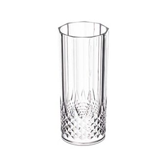 14 oz. Clear Crystal Cut High Ball Plastic Glasses - 48 pc