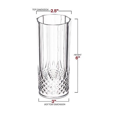 14 oz. Clear Crystal Cut High Ball Plastic Glasses - 48 pcs