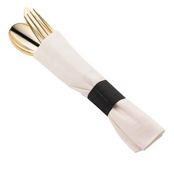 Plastic Cutlery in White Napkin Rolls Set - 100 Guests