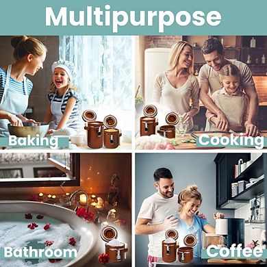 Ceramic Kitchen Canister Set with Airtight Latches & Spoons, Food Storage Jars