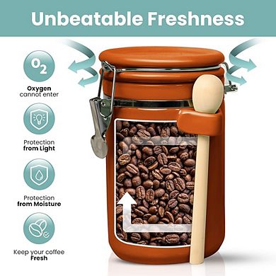 Ceramic Kitchen Canister Set with Airtight Latches & Spoons, Food Storage Jars