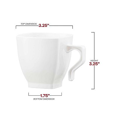 8 oz. White Square Plastic Coffee Mugs - 192 pcs