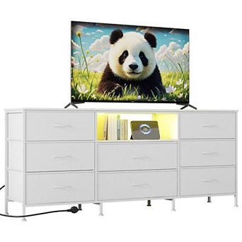 TV Stand Dresser with 8 Drawers, TV Console Table for 65 70 75 Inch TVs, for Living Room, Bedroom