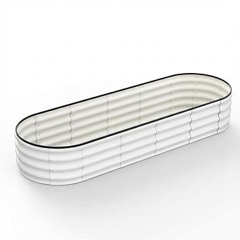 GOCAPTAIN Heavy Duty Galvanized Steel Raised Garden Bed - Large Oval Planter Box 8x2x1ft