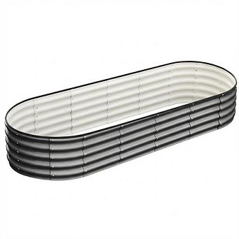 GOCAPTAIN Heavy Duty Galvanized Steel Raised Garden Bed - Large Oval Planter Box 8x2x1ft