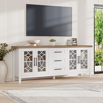 Farmhouse TV Stand, TV Console for 70 Inch TV, Living Room Media Cabinet