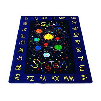 Educational Kids Rug ABC Alphabet Solar System, Ultra-Soft Non-Slip Learning Carpet for Playroom