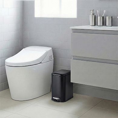 Soft-Close Step Pedal Trash Can - 5L Stainless Steel Indoor Bin with Removable Inner Bucket