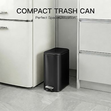 Soft-Close Step Pedal Trash Can - 5L Stainless Steel Indoor Bin with Removable Inner Bucket