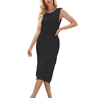 Women's Casual Knit Midi Dress, Sleeveless for Beach & Everyday Wear