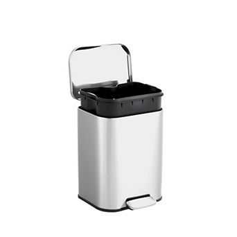 Stainless Steel Kitchen Step Trash Can - 1.3 Gallon/5L, Soft-Close Lid
