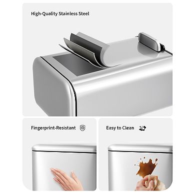 Stainless Steel Kitchen Step Trash Can - 1.3 Gallon/5L, Soft-Close Lid