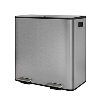 Dual Compartment Stainless Steel Kitchen Trash Can - 21 Gallon (2 x 10.6 Gal) Step