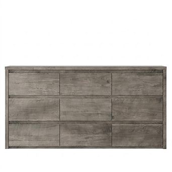 Rustic Farmhouse 9 Drawer Dresser, Handle-Free Wooden Storage Chest, Anti-Tip Safety Cabinet
