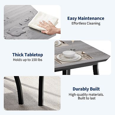 3-Piece Dining Table Set for 4, Space-Saving Kitchen Table Set with Upholstered Benches