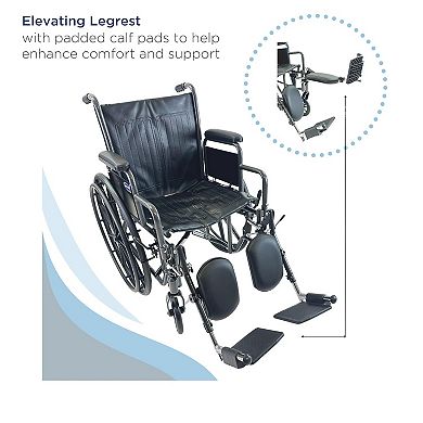 Invacare Essentials Tracer EX1 Wheelchair, Foldable, Elevating Legrests & Desk Length Arms