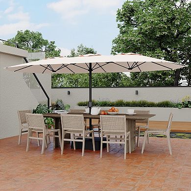 15 FT Double-Sided Outdoor Patio Umbrella with Cross Base