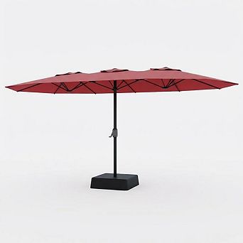 15 FT Double-Sided Outdoor Patio Umbrella with Cross Base