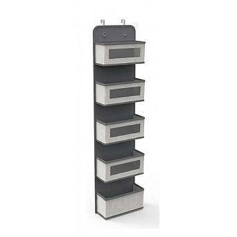 Over Door Hanging Organizer with 5 Clear Window Pockets and Hooks