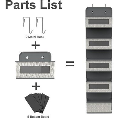 Over Door Hanging Organizer with 5 Clear Window Pockets and Hooks