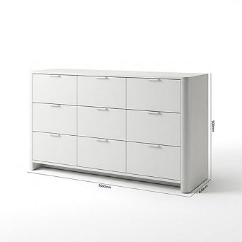 9 Drawer Dresser, 63" Wide Wood Dresser TV Stand for Living Room, Large Storage Organizer