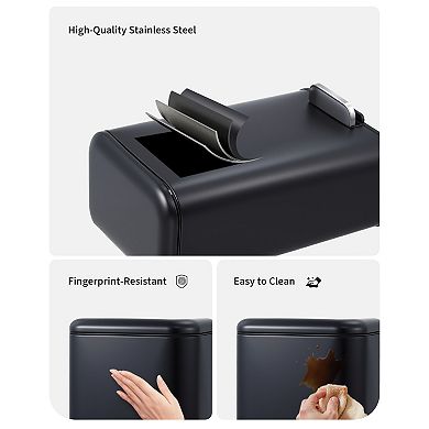 Stainless Steel Kitchen Step Trash Can - 1.3 Gallon/5L, Soft-Close Lid