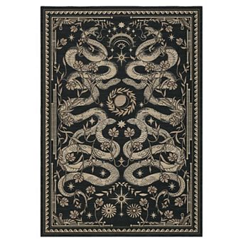 Living Room Rug Snake Area Rug, Non Slip Washable Rugs with Soft Stain Resistant Low Pile Design