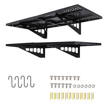 2-Pack Metal Garage Wall Shelving Heavy Duty Floating Storage Racks, Adjustable Steel Shelves