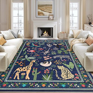 Modern Area Rug, Washable Rugs for Living Room Bedroom, Non-Slip Foldable Floor Carpet
