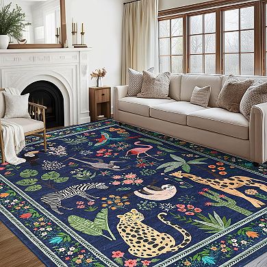 Modern Area Rug, Washable Rugs for Living Room Bedroom, Non-Slip Foldable Floor Carpet