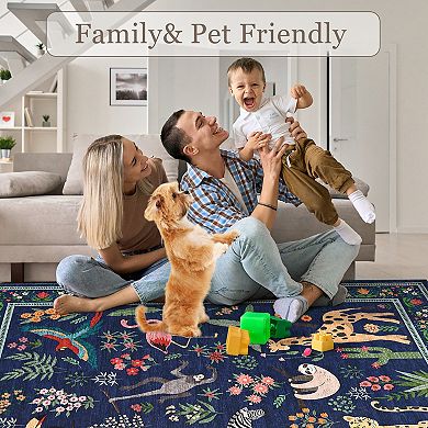 Modern Area Rug, Washable Rugs for Living Room Bedroom, Non-Slip Foldable Floor Carpet