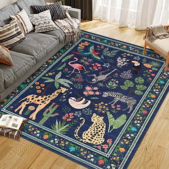 Modern Area Rug, Washable Rugs for Living Room Bedroom, Non-Slip Foldable Floor Carpet