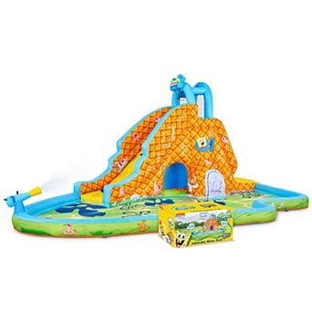 Sunny & Fun SpongeBob Slide ‘N Spray Inflatable Water Slide w/Climbing Wall, Splash Down Pool & More