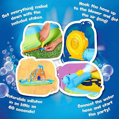 Sunny & Fun SpongeBob Slide ‘N Spray Inflatable Water Slide w/Climbing Wall, Splash Down Pool & More